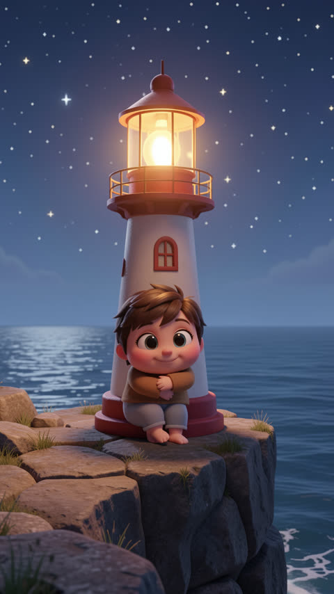 Kids tales · 3D · The lighthouse afraid of the night