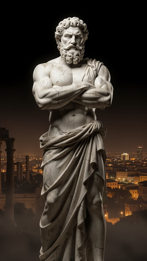 AI faceless Short frame, style: Marble statue